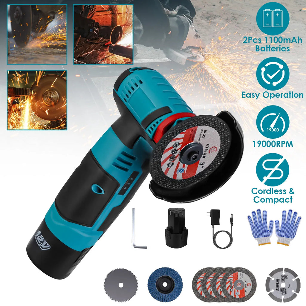 Cordless Mini Angle Grinder 2x12V 1100mAh Batteries 19000RPM Motor Air - Image 5