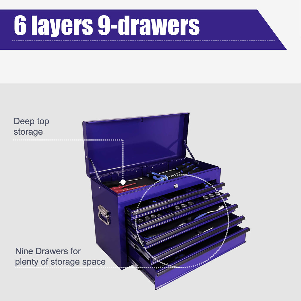 Heavy Duty Metal Tool Box 24 inch Portable Metal Tool Box with 9 Drawers - Image 5