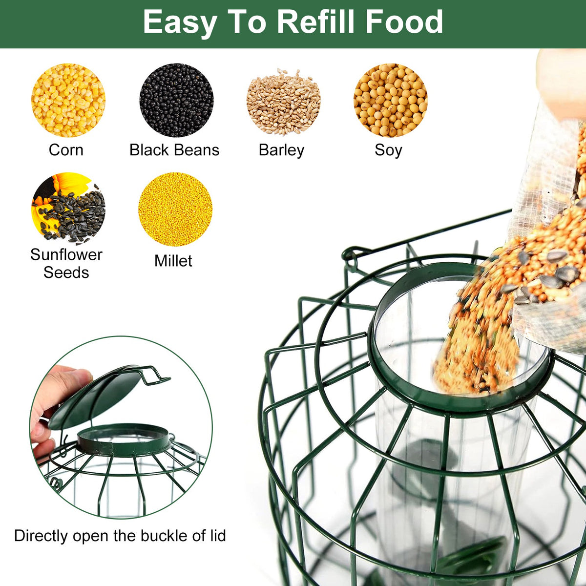 1pc outdoor wild bird feeder packaging and components