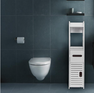 White Wood-Plastic Bathroom Storage Shelf