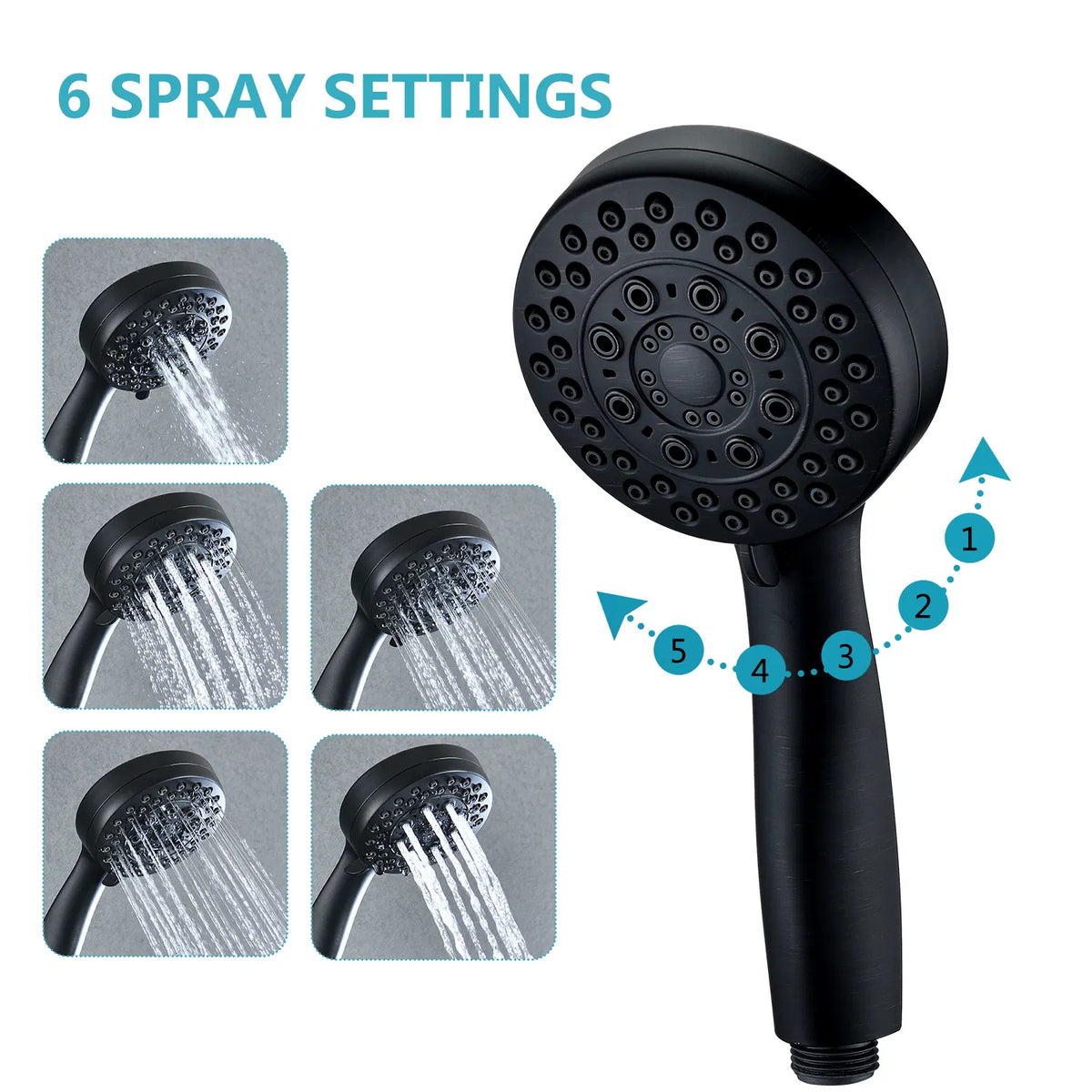 Handheld Shower Head with Hose High Pressure Shower Heads Oil Rubbed Bronze - Image 3