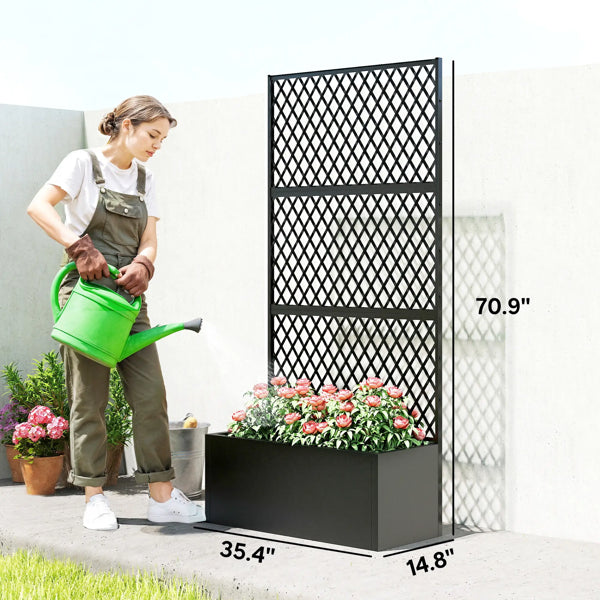 Metal Planter Box with Tall Trellis