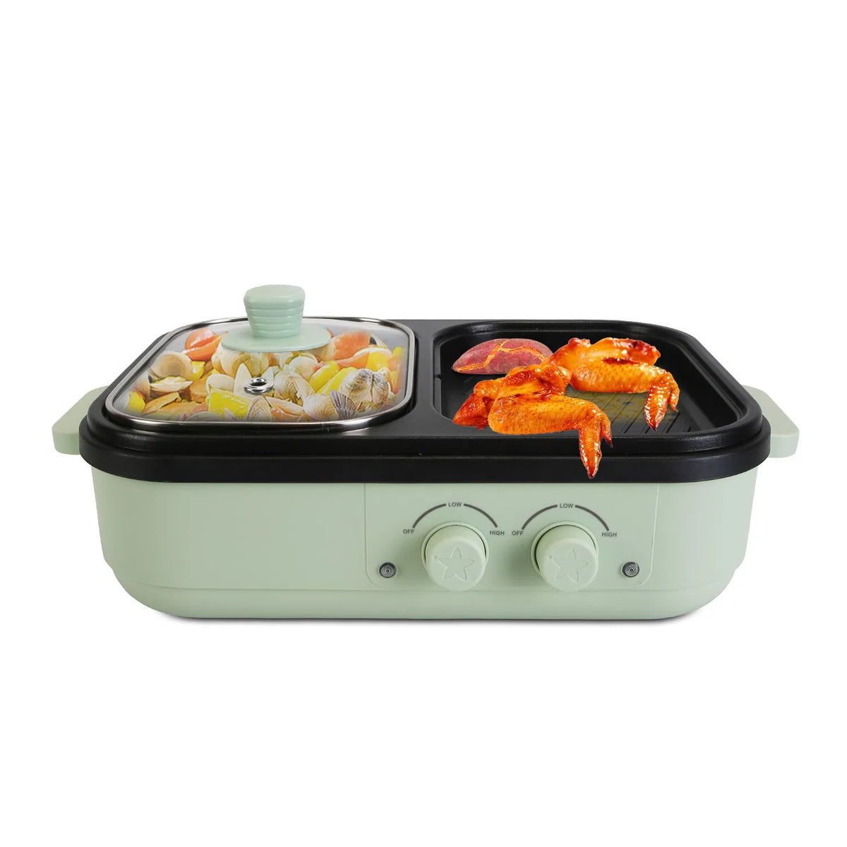 Electric Hot Pot with Grill 2 in 1 Hot Pot and Frying Pan Portable Non Stick