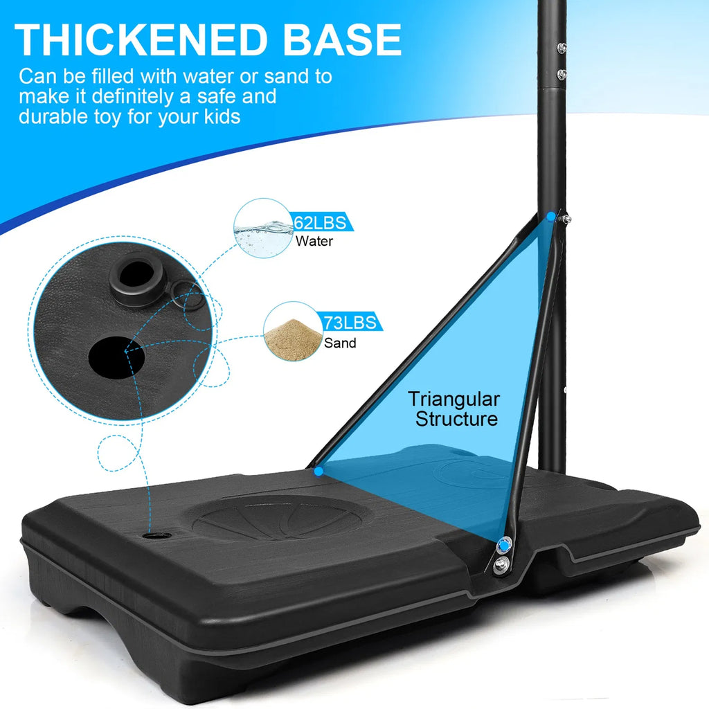 16" Portable Basketball Hoop Outdoor | 5.6ft ~7ft Stepless Adjustable Height - Image 5