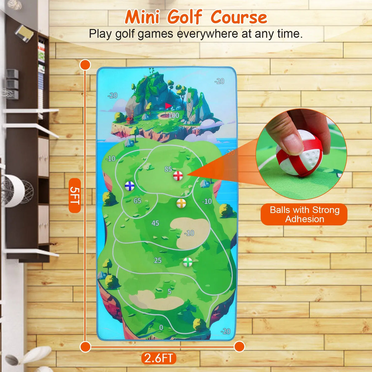 Casual Golf Game Set Indoor Outdoor Golf Pratice Mat Chipping Green Golf Yard - Image 2