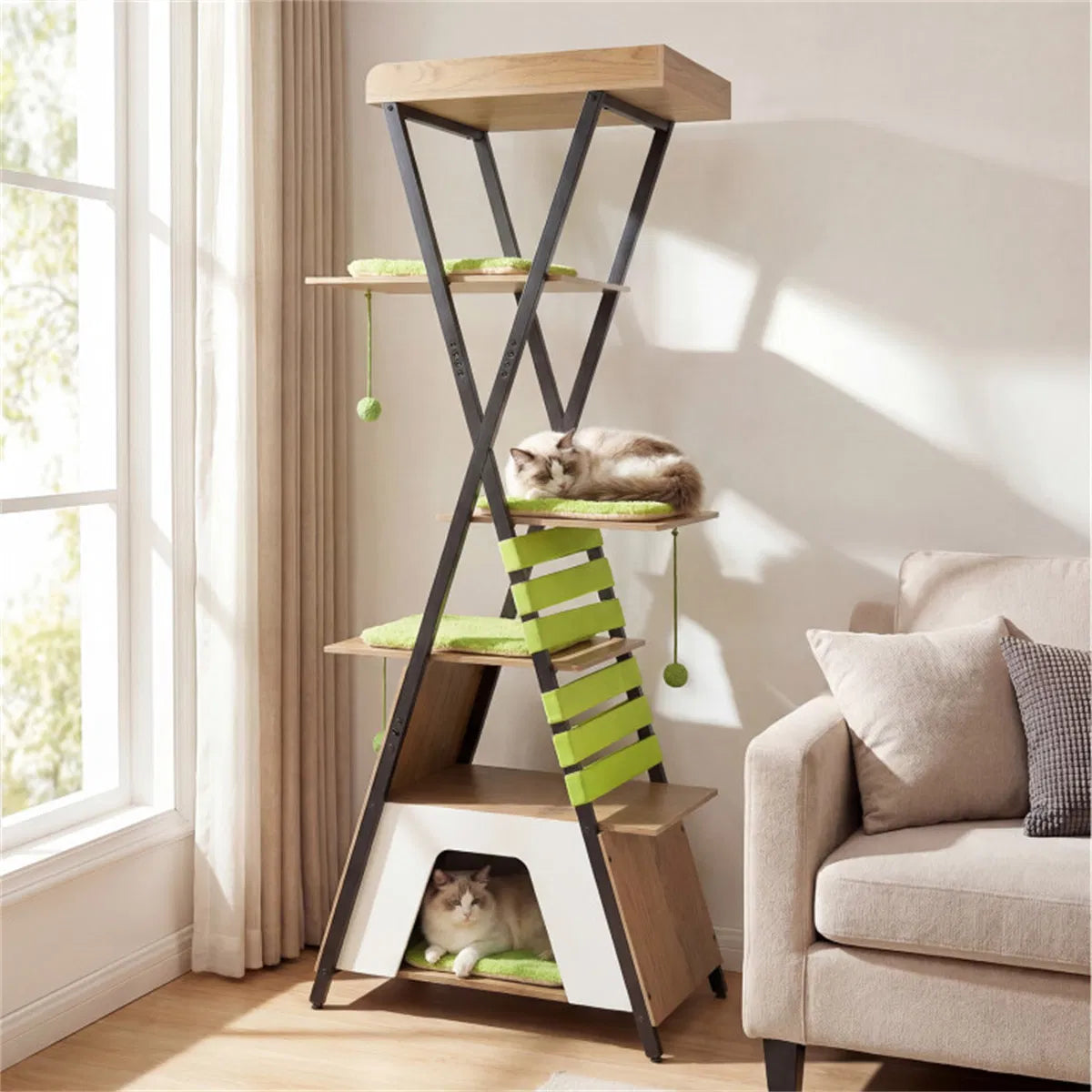 73" Multi Level Cat Tree with Condo & Perch Multi Cat Climbing Tower with - Image 5
