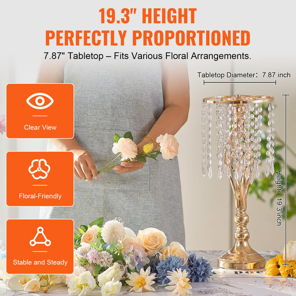 12PCS 49cm/19.3” Tall Crystal Wedding Flower Stand Vase For Party Decor - Image 3