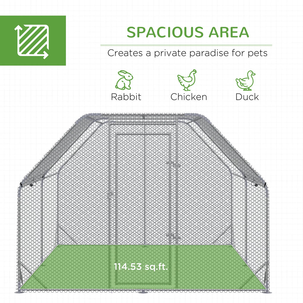 Chicken Run Galvanized Large Metal Chicken Coop Cage Walk in Enclosure - Image 3