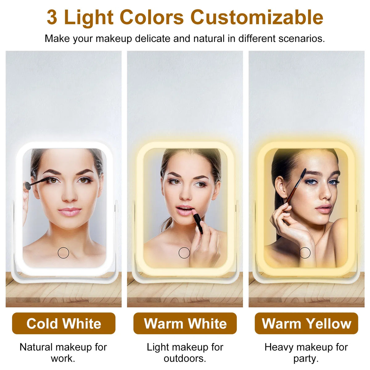 10X Magnifying Lighted Makeup Mirror Double Sided Travel Makeup Mirror with 3 - Image 2
