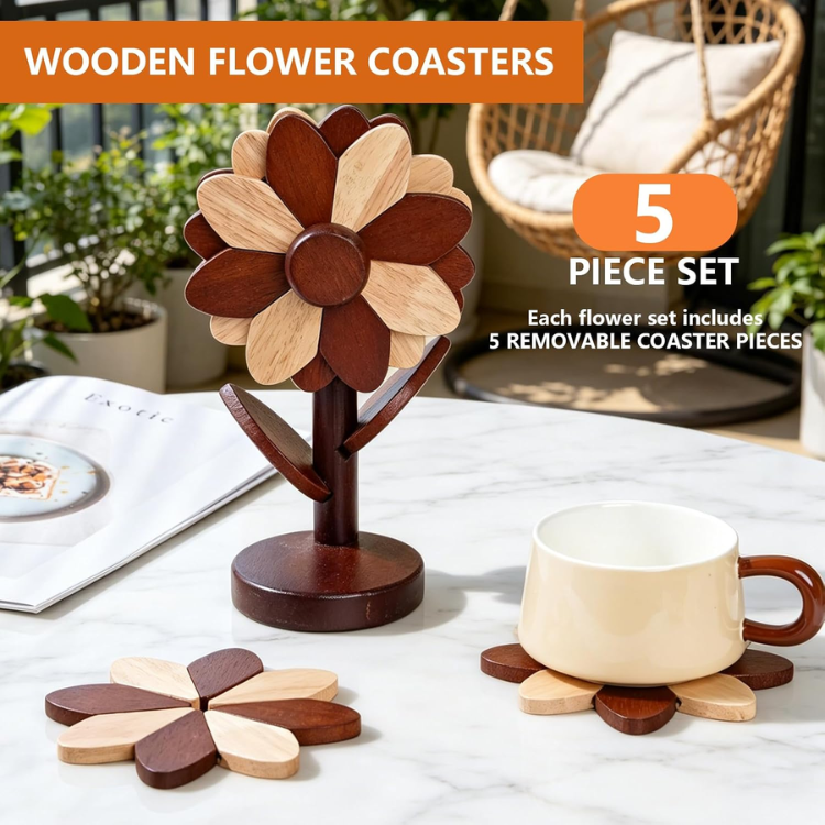 Wooden Flower Tree Trivet Decorative Hot Pad For Kitchen Heat Resistant Dish - Image 2