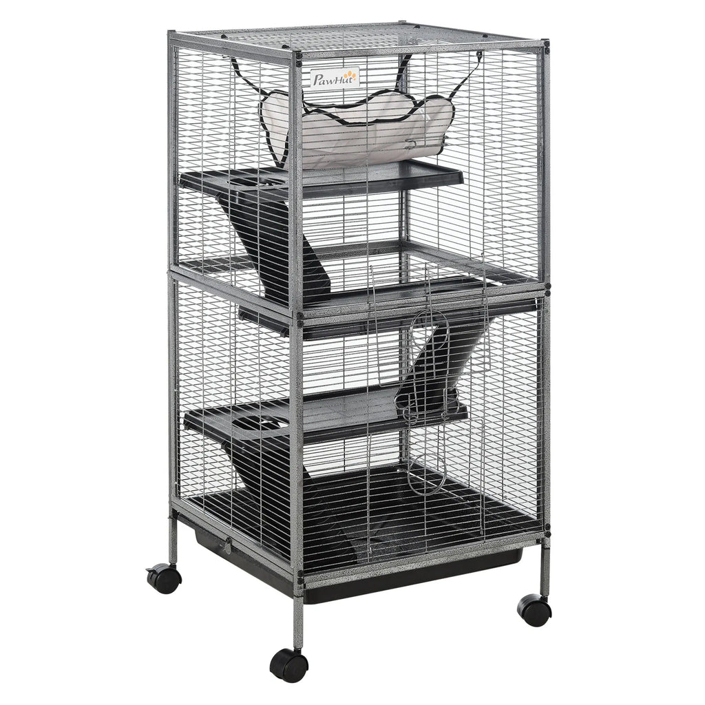 4 Tier Rolling Small Animal Cage Deluxe Guinea Pig Cage Ferret Cage for Mink - Image 2