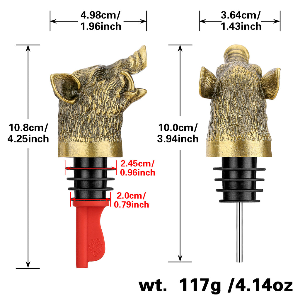 Wild Boar Head Wine Pourer Vacuum Sealing Wine Spout Stopper For Cocktails