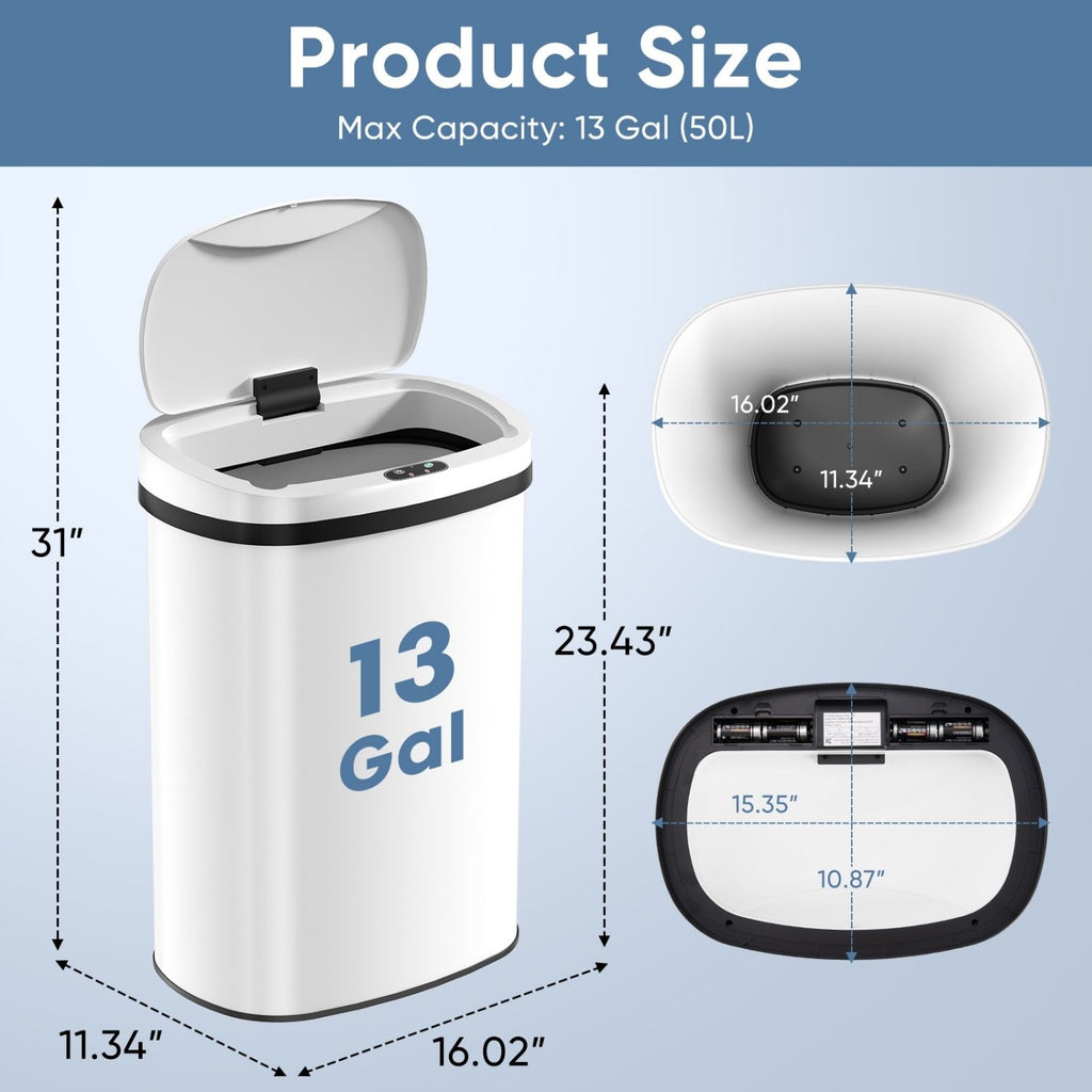 Stainless Steel Automatic Trash Can Sensor Activated Kitchen Trash Can With - Image 5