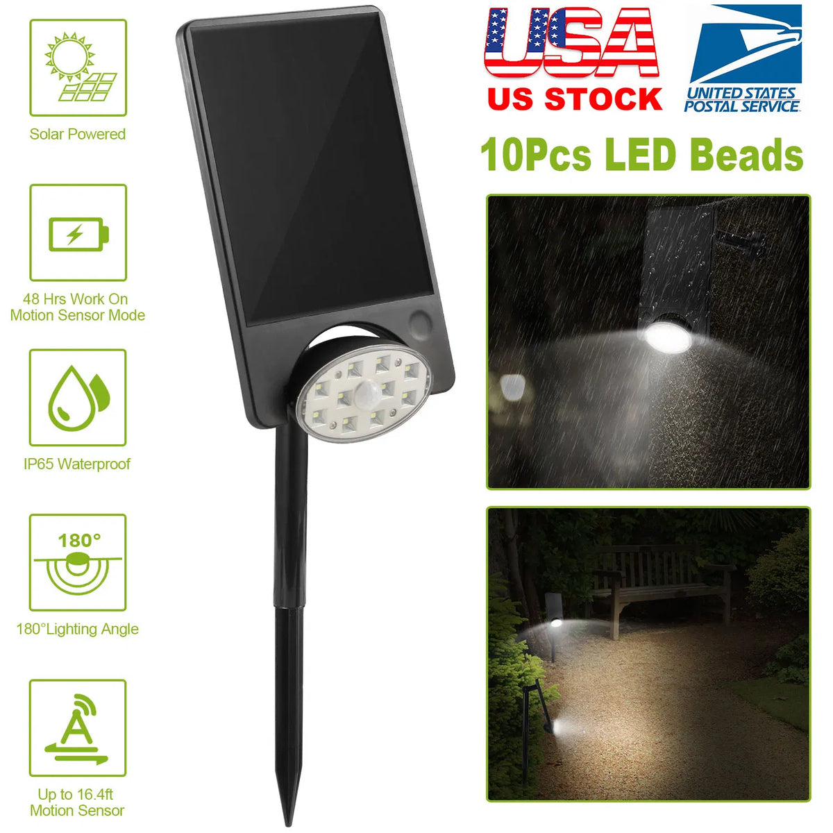 Solar Lights 88 LEDs Wall Lamps Outdoor 120° Motion Sensor Sound Control Lightings - Image 3