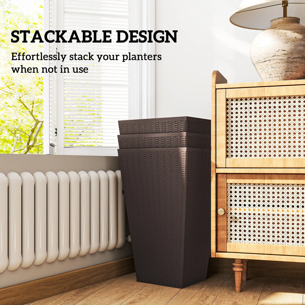 Set of 3 Tall Plant Stand Outdoor & Indoor Flower Pot Set for Front Door - Image 4