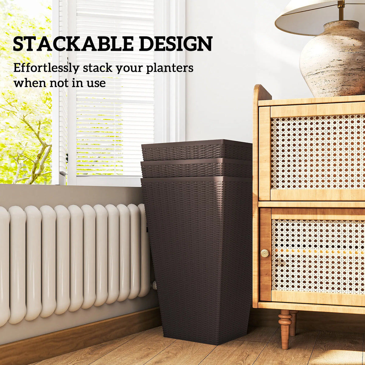 Set of 3 Tall Plant Stand Outdoor & Indoor Flower Pot Set for Front Door - Image 4
