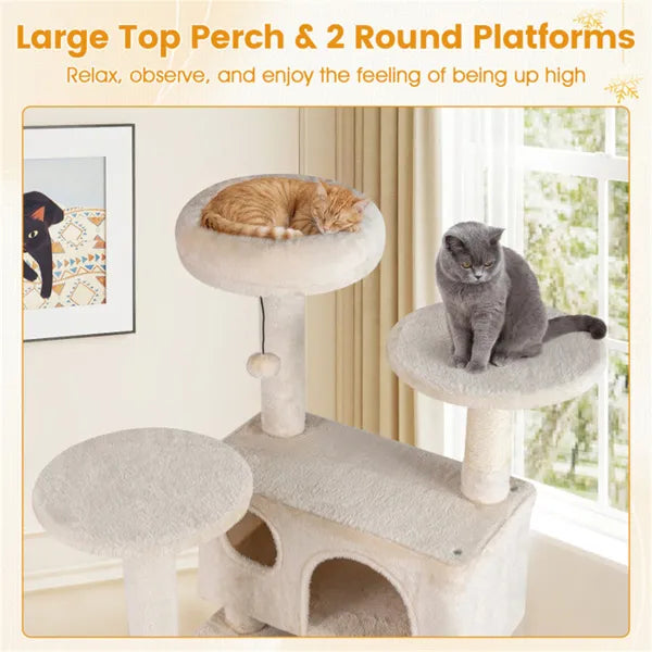 52" Tall Cat Tree Tower With Perches & Condos Multi Cat Playground With - Image 5