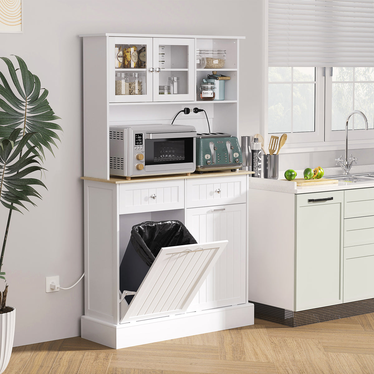 Kitchen Cabinet With Charging Station Tilt Out Cabinets Microwave Stand