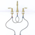 2 Handle 8 inch Widespread Bathroom Sink Faucet Brushed Gold Lavatory Faucet 3