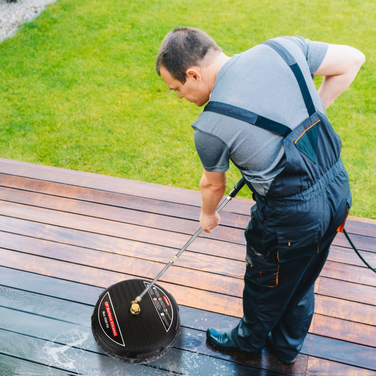 1 Set 15in High Pressure Flat Surface Cleaner 4000PSI Disc Power Washer Broom
