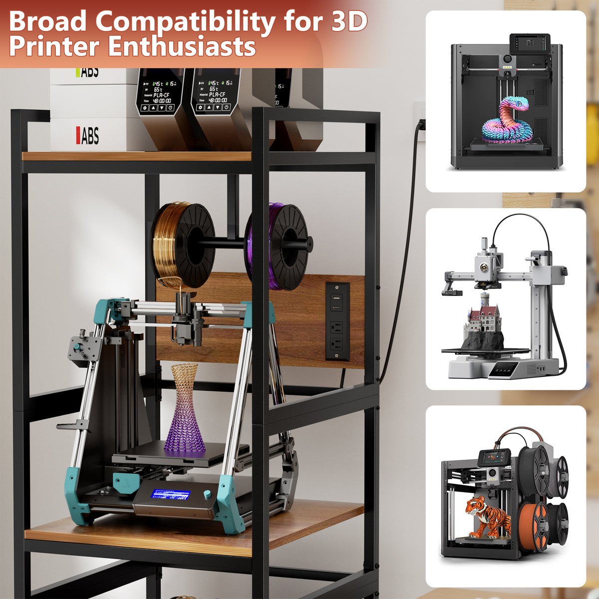 3D Printer Stand With Filament Storage Heavy Duty Metal Frame T Type Filament - Image 3