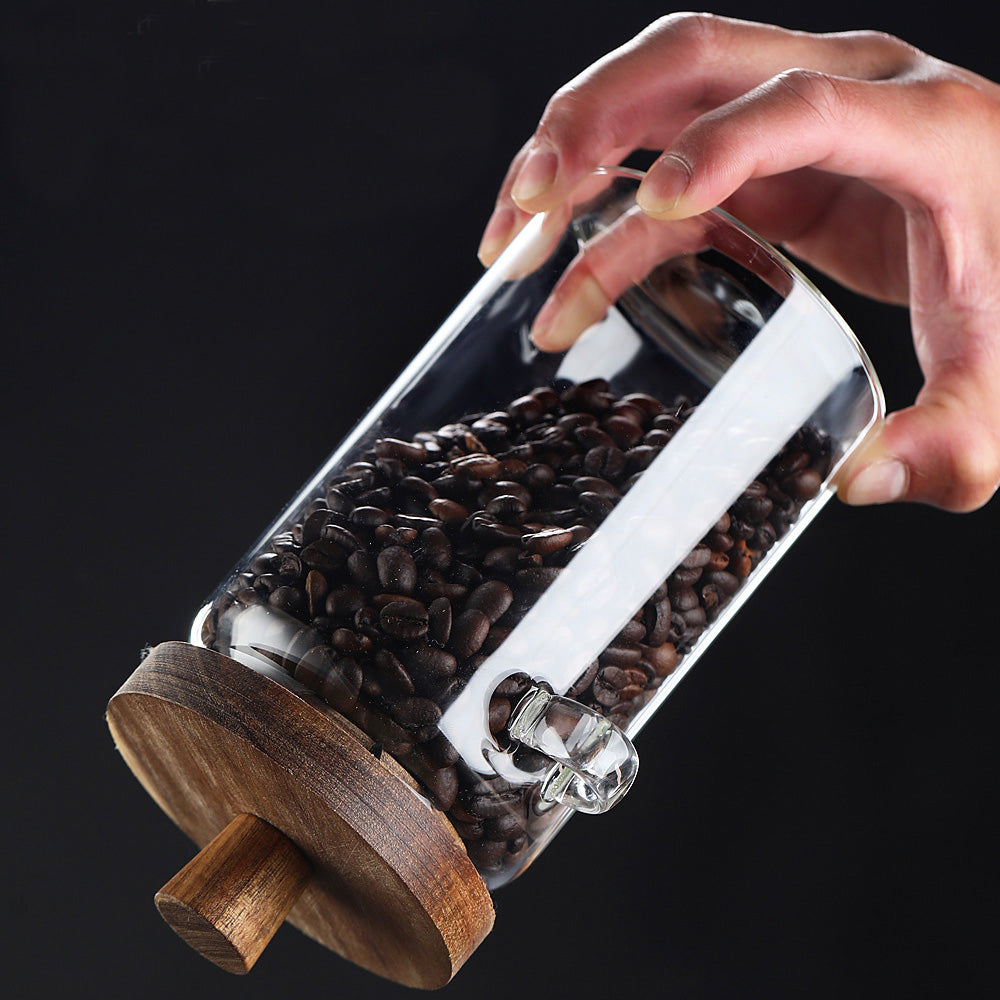 Glass Coffee Jars With Spoons Candy Biscuit Storage Tea - In-Use and Feature Display