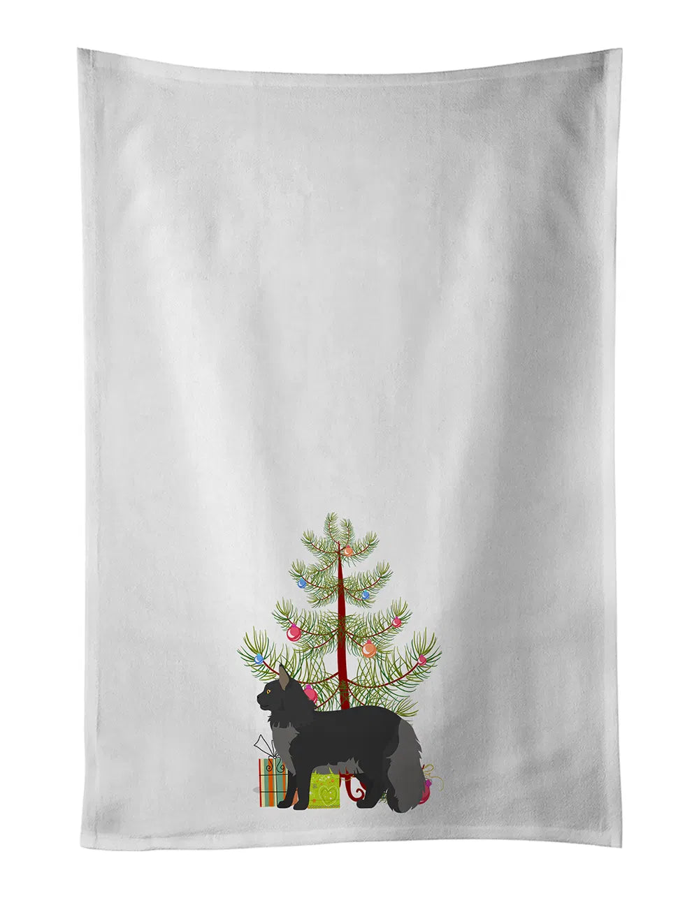 NEW Maine Coon Cat Christmas Kitchen Towel Set of 2 White Dish Towels - Image 3