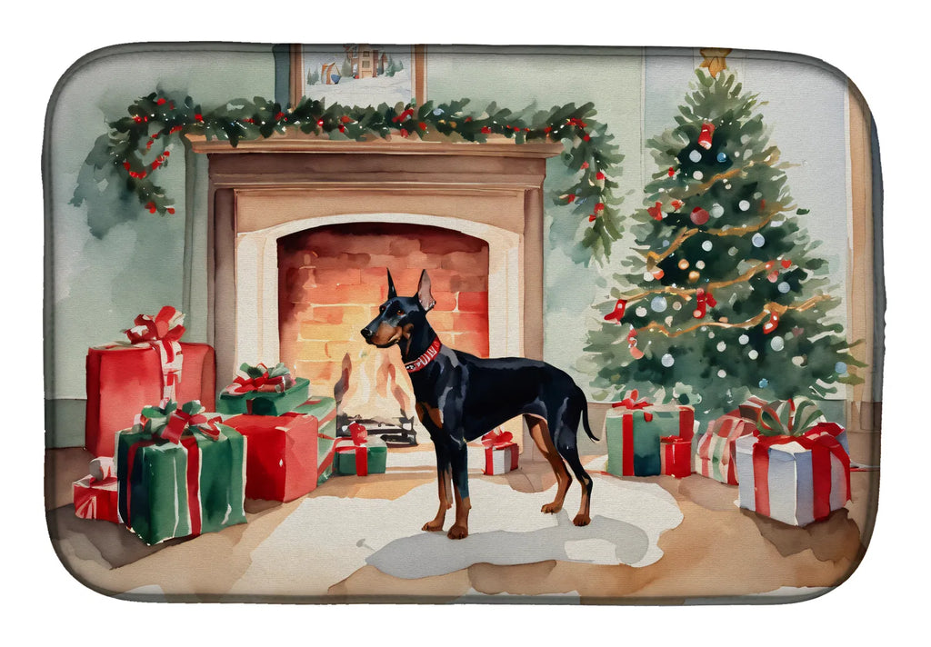 Doberman Pinscher Cozy Christmas Dish Drying Mat Absorbent Dish Drying Mat Pad - Image 5