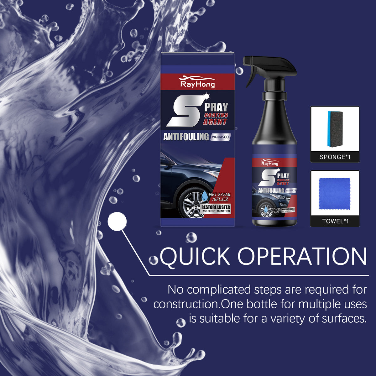 Car Coating Spray Kit Paint Sealant Anti Stain Mirror Shine Restoration - Image 2