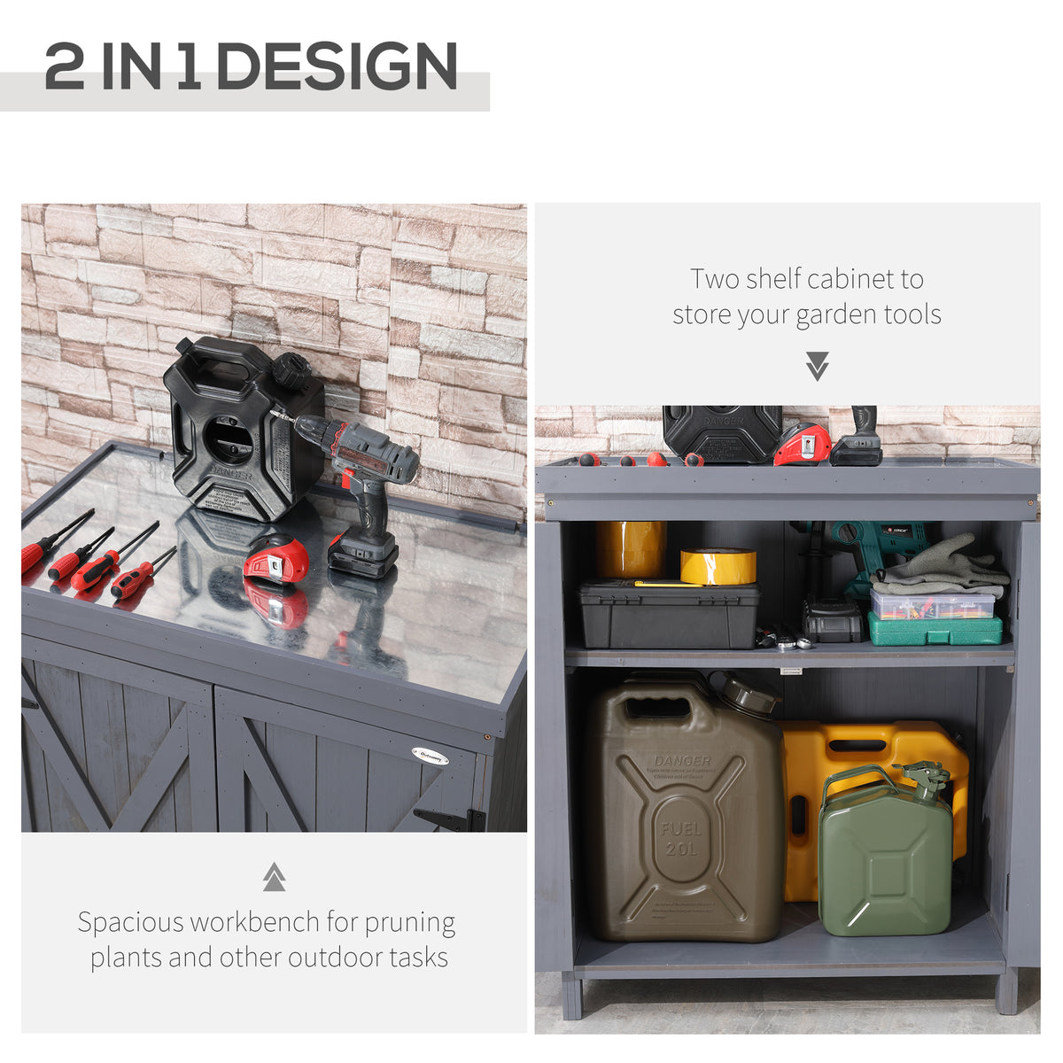 Outdoor Storage Cabinet Outdoor Tool Shed With Galvanized Top And Two Shelves