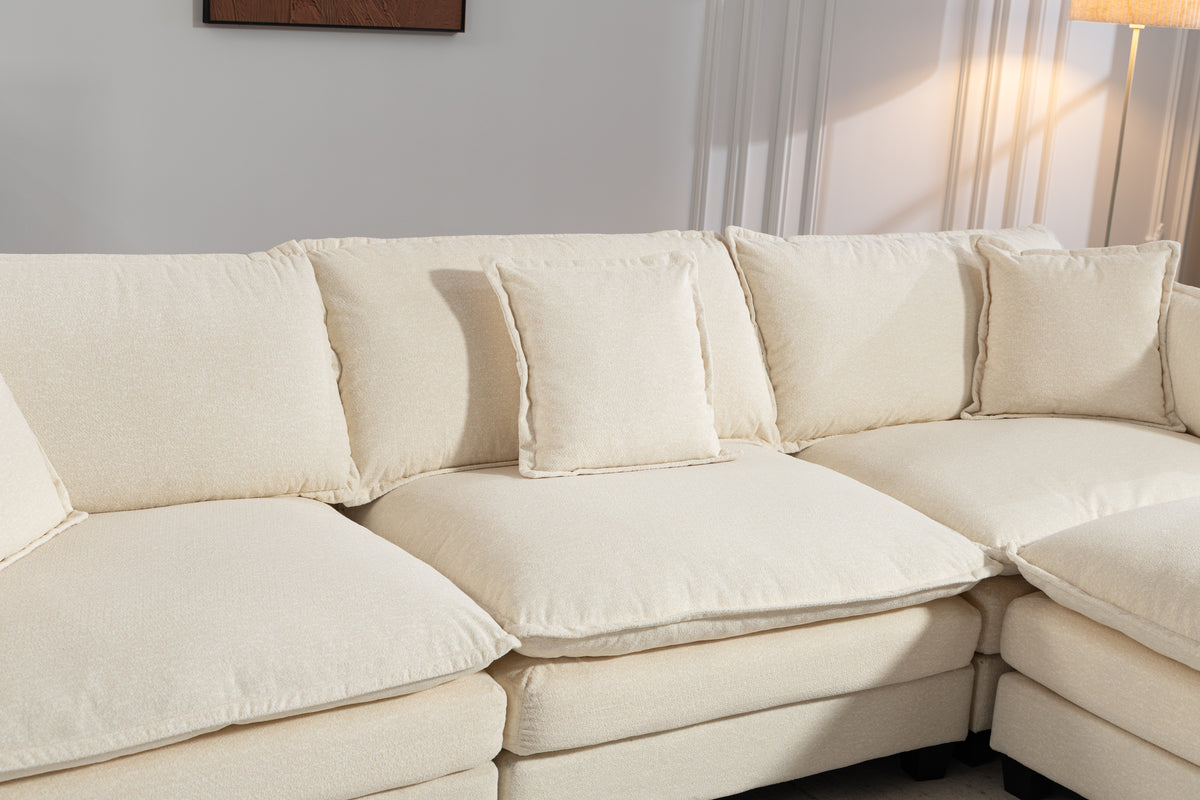 Modern 3seats with ottoman 113.77"Sectional Sofa with Waist Pillows 3 seat - Image 2