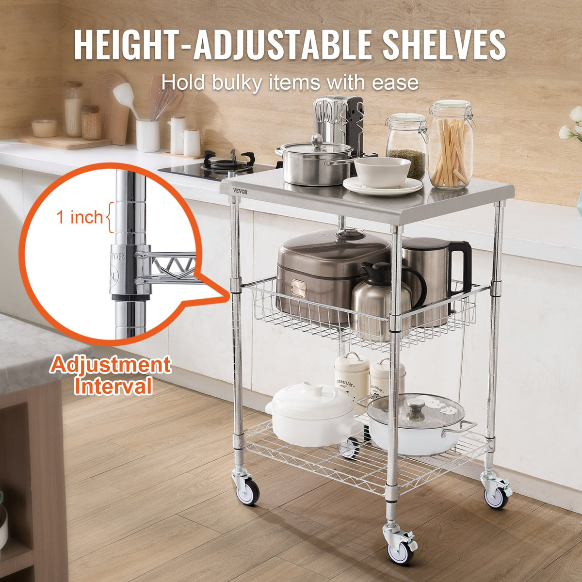 3-Tier Heavy-Duty Rolling Utility Cart