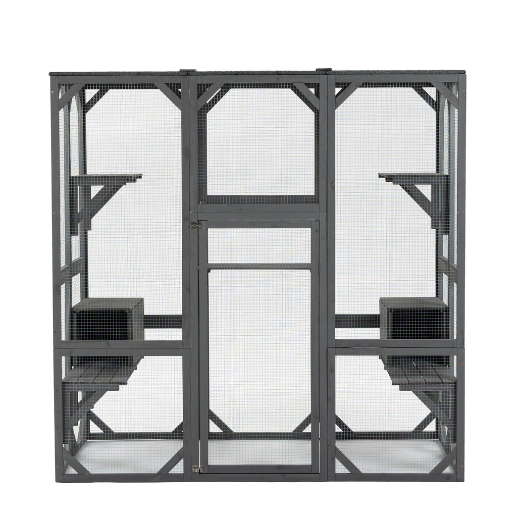 Outdoor Cat House Wooden Catio Enclosure Cover Large Cage With Jump Platforms