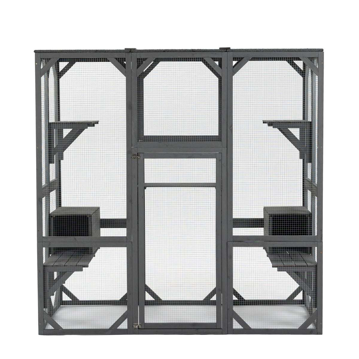 Outdoor Cat House Wooden Catio Enclosure Cover Large Cage With Jump Platforms