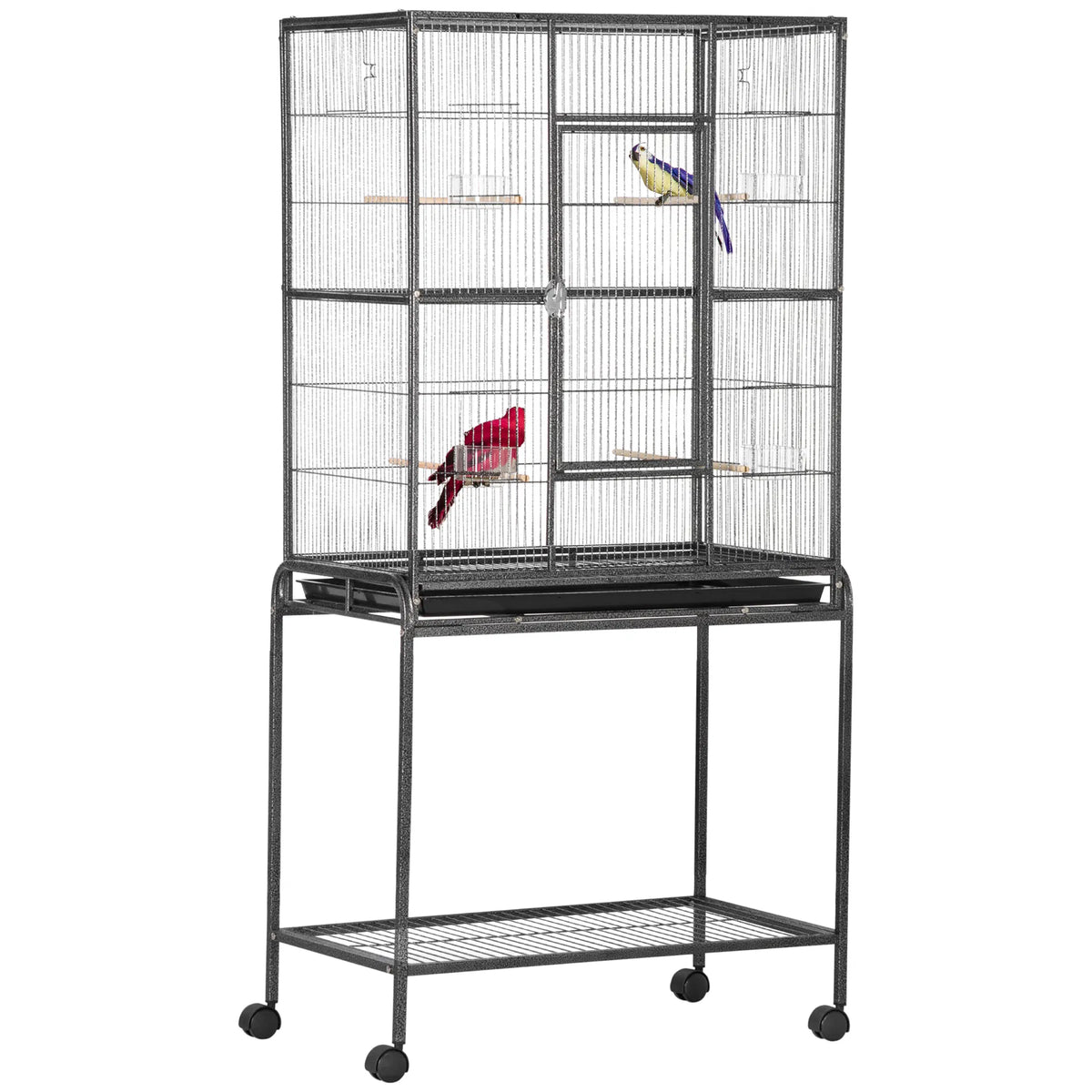 30'' Large Rolling Metal Bird Cage Bird House with Detachable Rolling Stand - Image 3