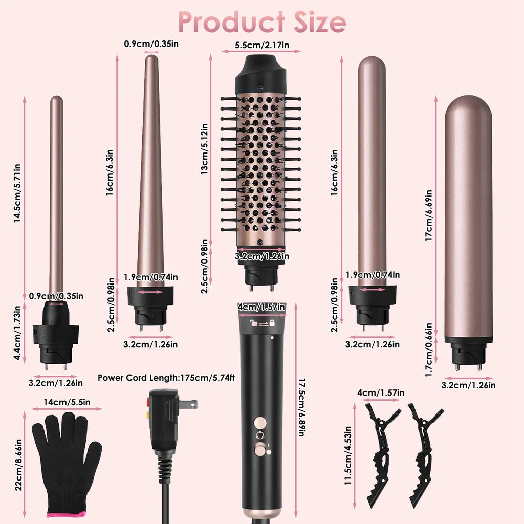5 in 1 Curling Wand with Leakage Protection Hair Curling Iron Brush Hair - Image 2