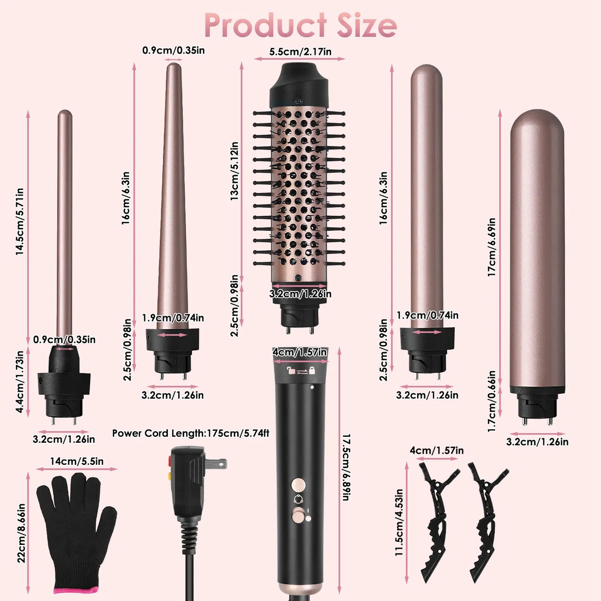 5 in 1 Curling Wand with Leakage Protection Hair Curling Iron Brush Hair - Image 2