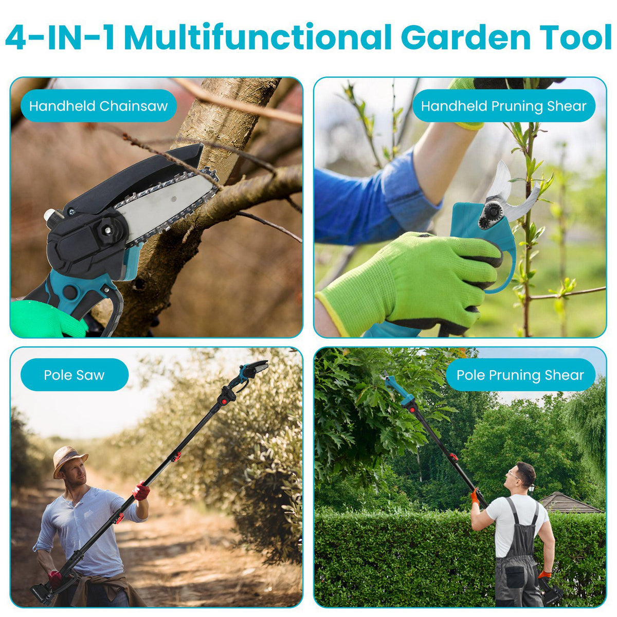 4 in 1 Cordless Pole Pruning Shears and Handheld Chainsaw Combo Kit - Additional Product View Pole Pruning Shears
