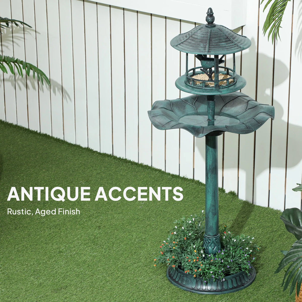 3 in 1 Garden Bird Bath Bowl Pedastal with Large Water Basin Bird Feeder & - Image 5