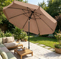 Brown 10ft Scalloped Patio Umbrella with PushButton Tilt Vented Outdoor Market