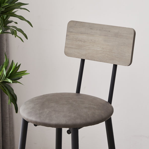 Bar Table Set with 2 Bar stools PU Soft seat with backrest Grey 43.31'' L x - Image 5