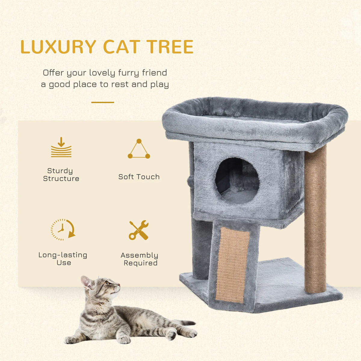 Cat Tree Small Cat Tower with Perch Scratching Post Cat Condo Toy Ball for