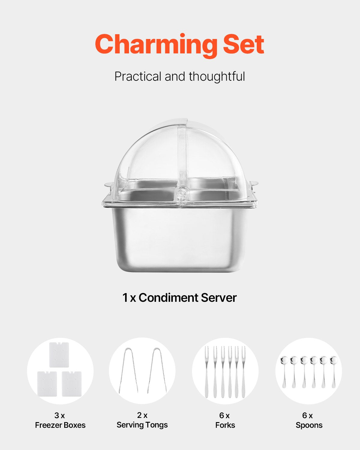 Countertop Food Serving Display Container Pan Condiment Dispenser With Lid - Dimensions and Specifications