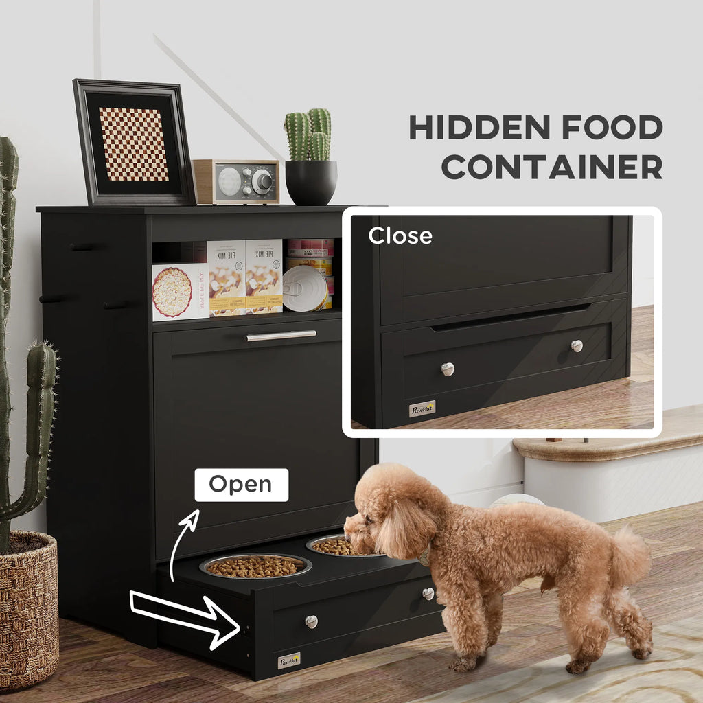 Pet Feeder Station Storage Cabinet Dog Food Storage Container with Dog Raised - Image 4