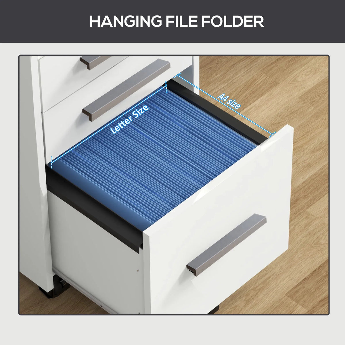 3 Drawer File Cabinet with Lock and Edged Top Lockable Filing Cabinet on - Image 5