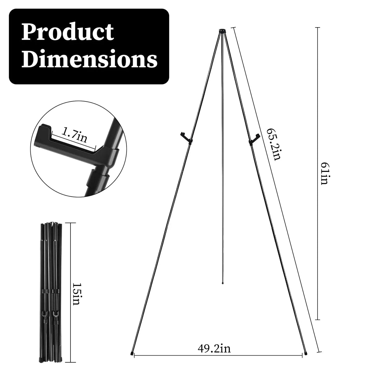 2 Pack Easel Stand for Display 61in Collapsible A Frame Tripod Easel Iron Alloy - Image 3
