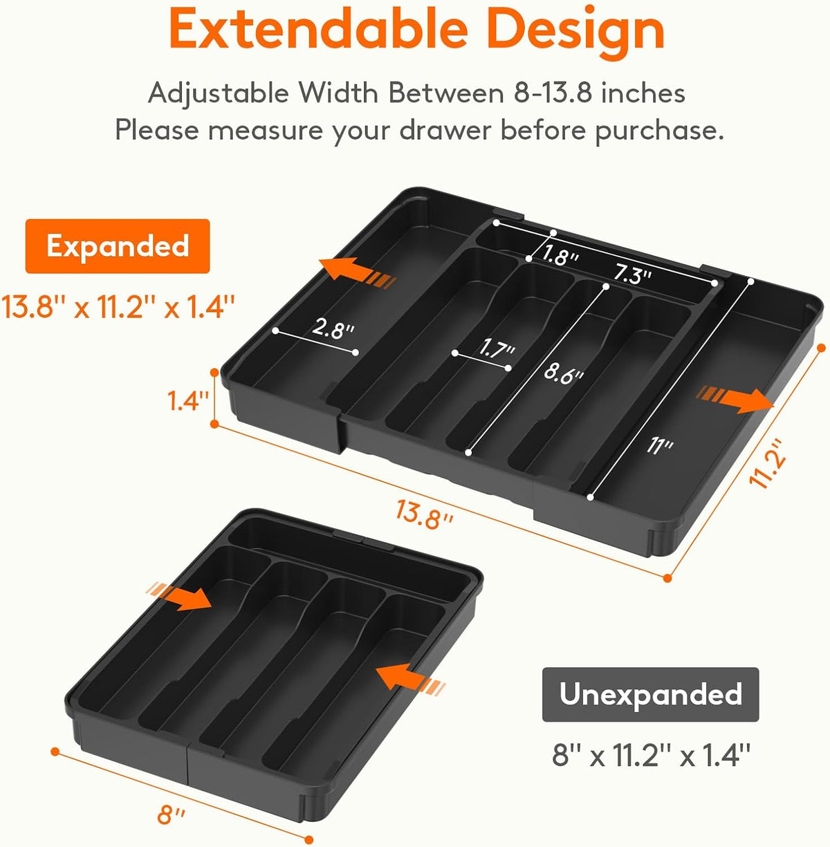 expandable silverware drawer organizer adjustable product angle 6