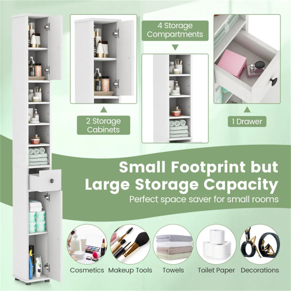 Slim Tall Bathroom Storage Cabinet 8" x 8" x 71" Narrow Floor Organizer with - Image 4