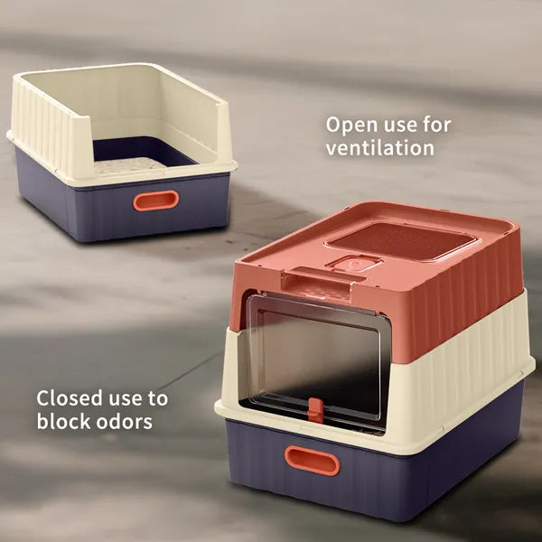 Simple Drawer Style Red Cat Litter Box Humanized Design Does Not Occupy - Image 2