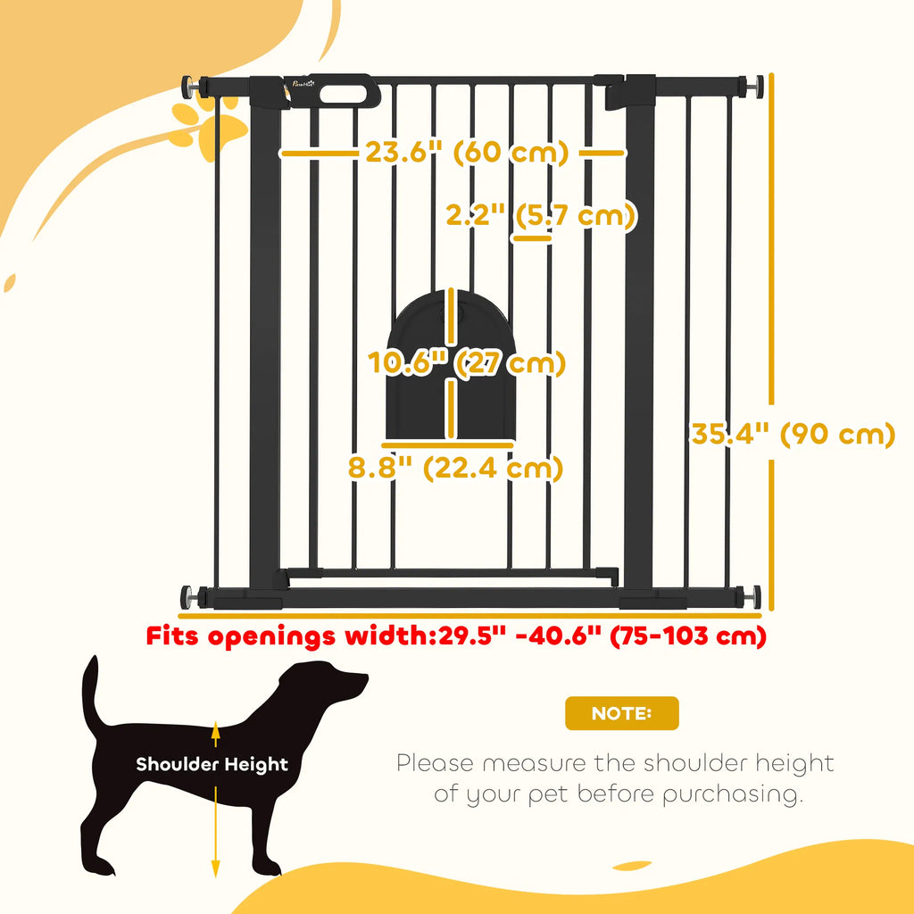 30" 41" Extra Wide Pet Gate Barrier with Small Door 35"H Dog Gate with Safety
